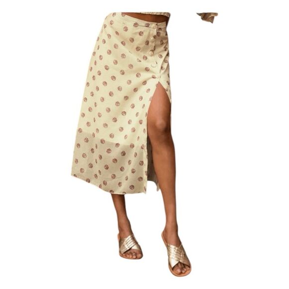 Mia Joy Joyfolie Rehanne Floral Dot Cream Skirt Set Smocked Top Midi Skirt M - Picture 4 of 11